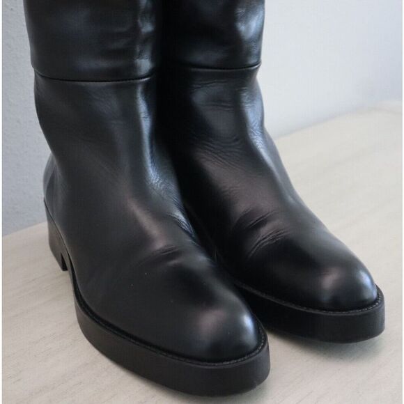 Zara 2052/612/040 Women's Sz 41 US 10 Black Leather Knee High Riding Boots - Picture 4 of 12